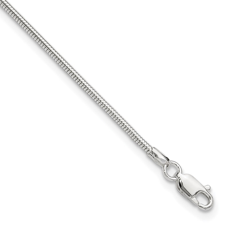 Sterling Silver 1.5mm Round Snake Chain 9 inch Plus 1 inch Extender - Total 10 inch Anklet, 10 x 1.5 mm, 2.48 g