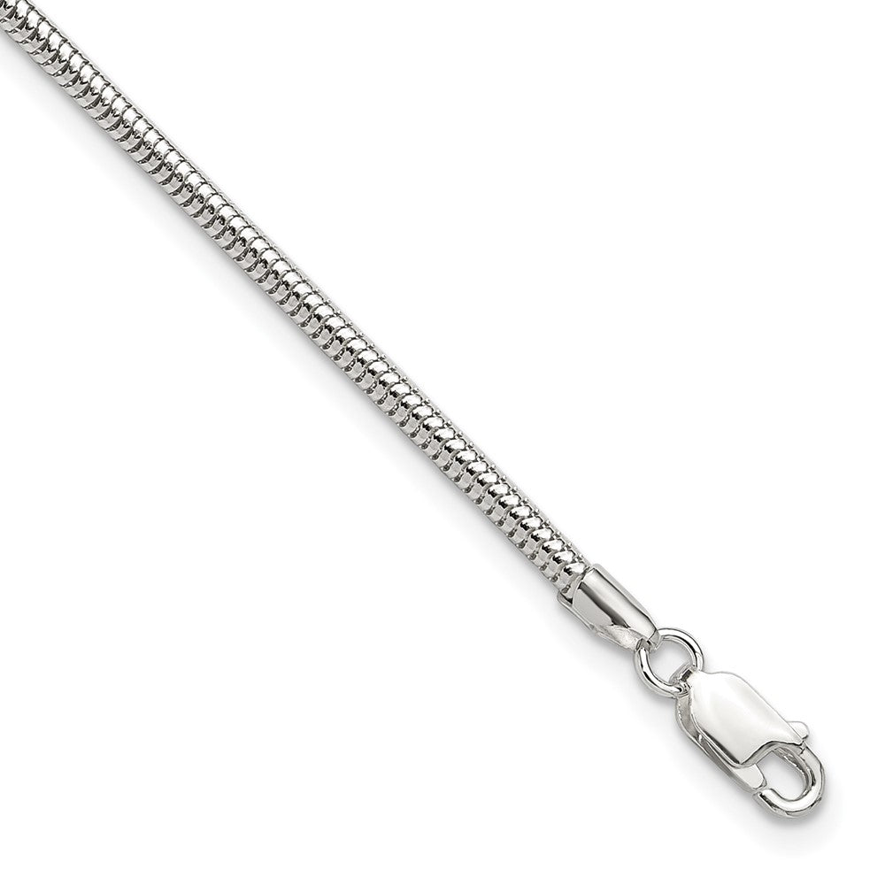 Sterling Silver 2.5mm Snake Chain 9 inch Plus 1 inch Extender - Total 10 inch Anklet, 10 x 2.5 mm
