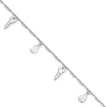 Sterling Silver Lock and Key 9 inch Plus 1 inch Extender - Total 10 inch Anklet, 10 x 2 mm