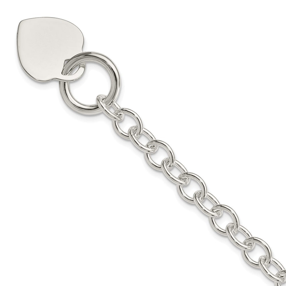 Sterling Silver Engraveable Heart Disc Toggle Bracelet, 7.75 x 18 mm