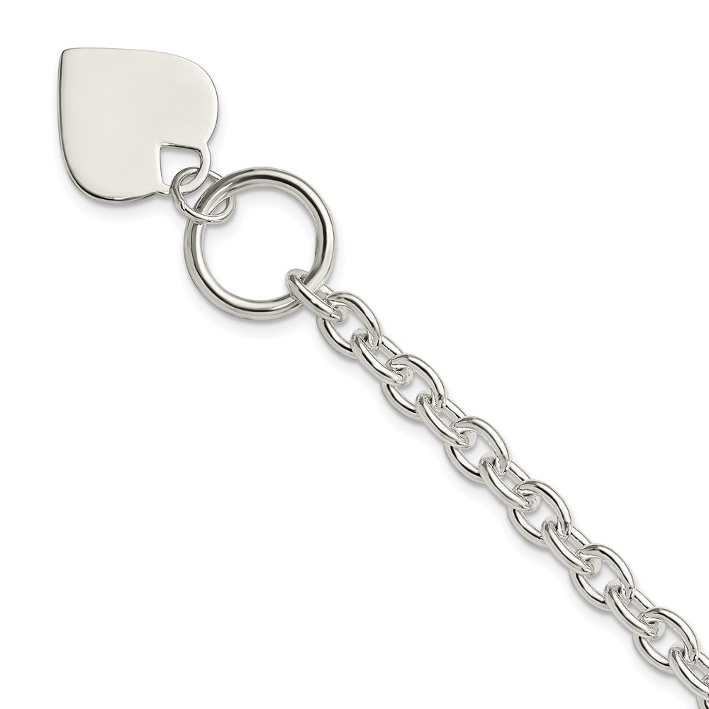 Sterling Silver Engraveable Heart Toggle Bracelet, 8 x 18 mm