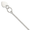 Sterling Silver Fancy Engraveable Heart Bracelet, 7.5 x 11 mm