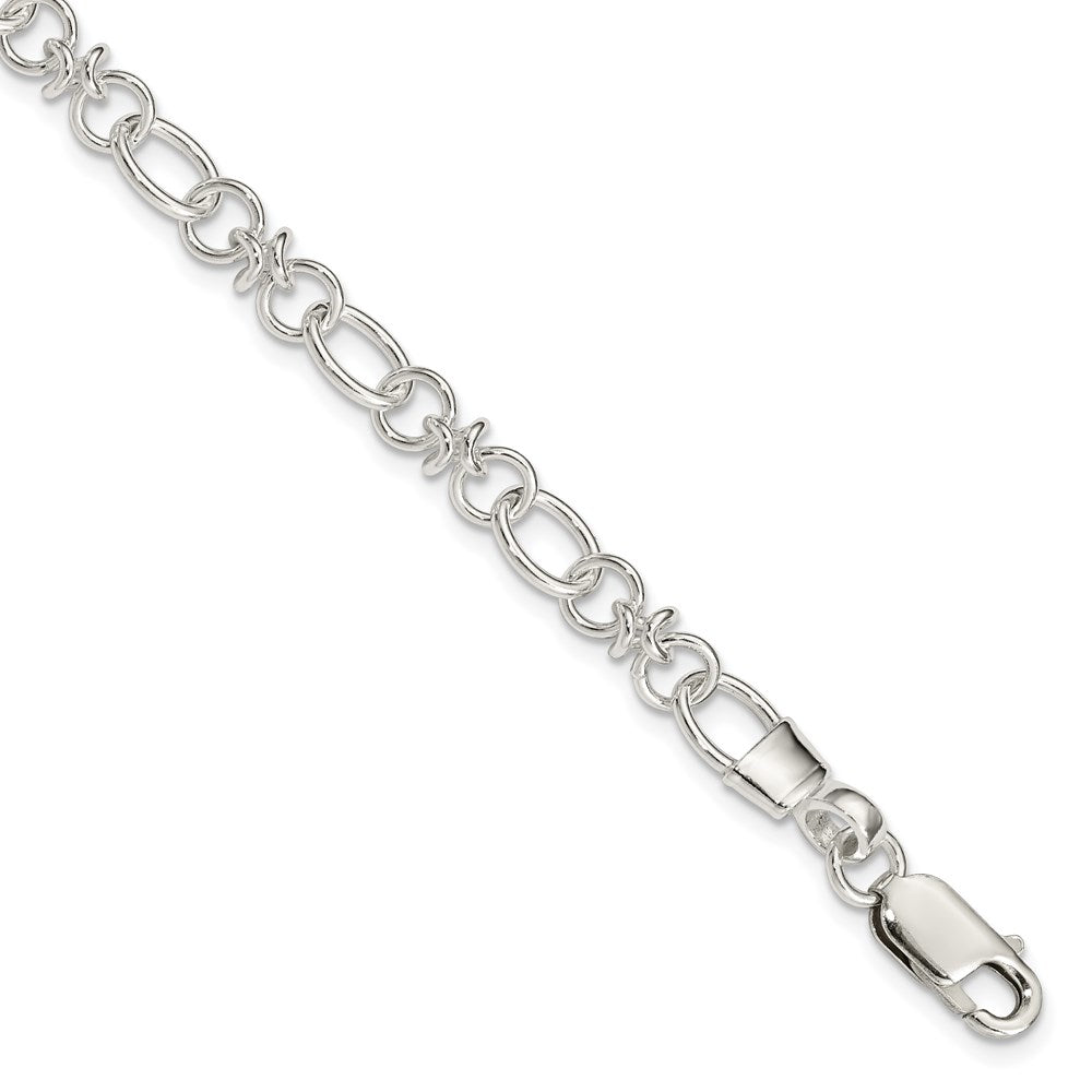 Sterling Silver Fancy Bracelet, 7.5 x 6 mm