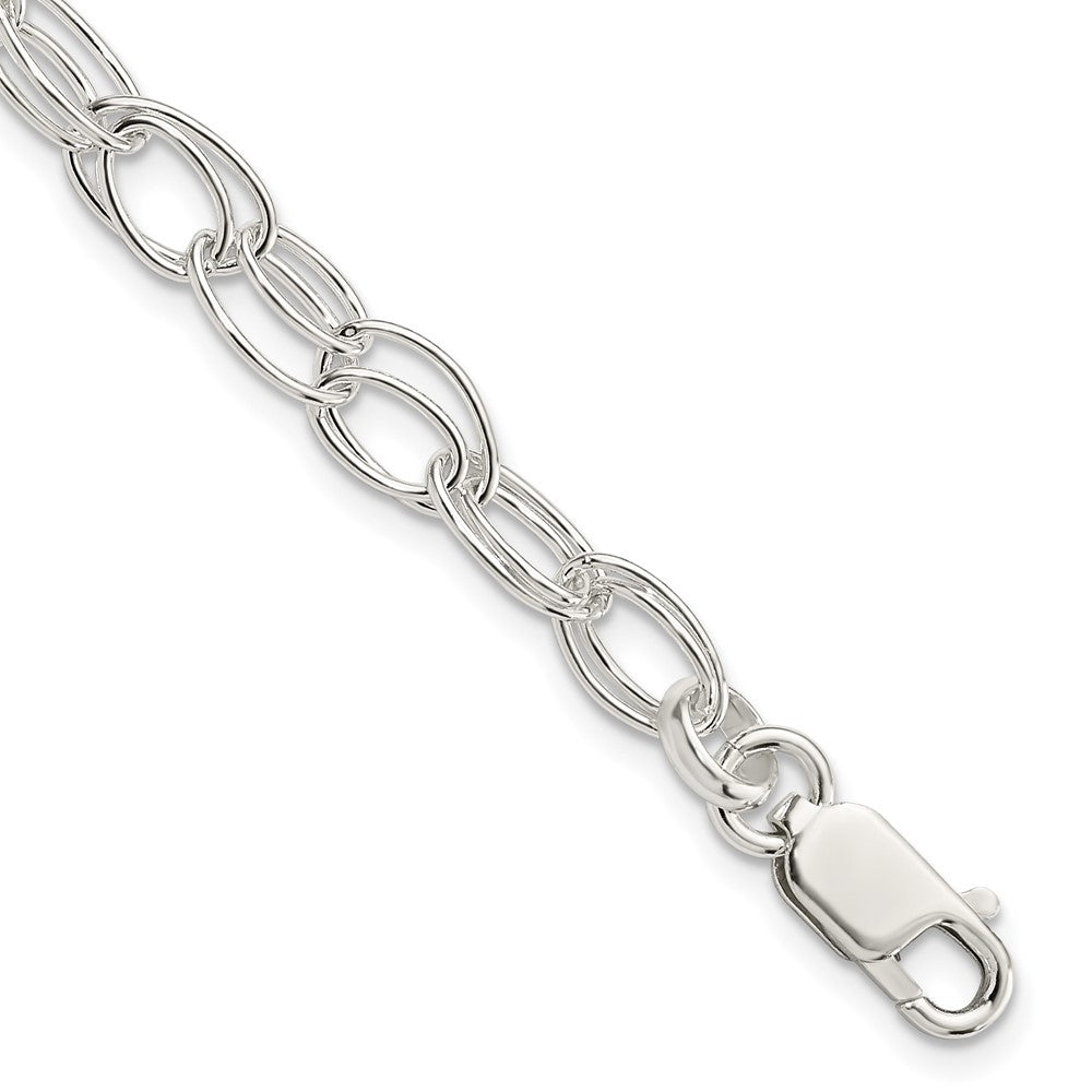 Sterling Silver 6mm Double Link Bracelet, 7.5 x 7 mm