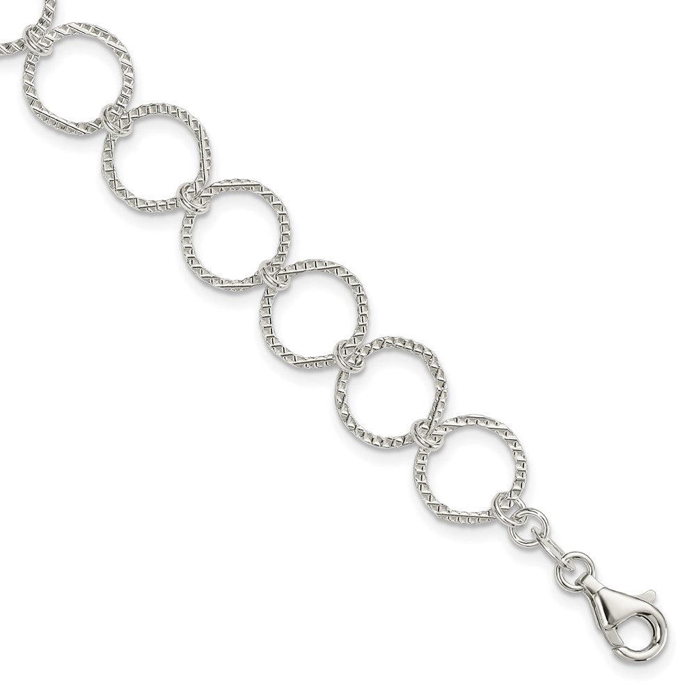 Sterling Silver Fancy Bracelet, 7.5 x 10 mm