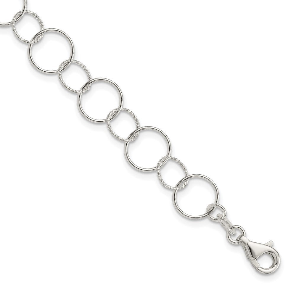 Sterling Silver Fancy Bracelet, 7.5 x 11 mm