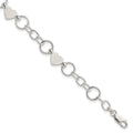 Sterling Silver Heart Bracelet, 7.5 x 9 mm