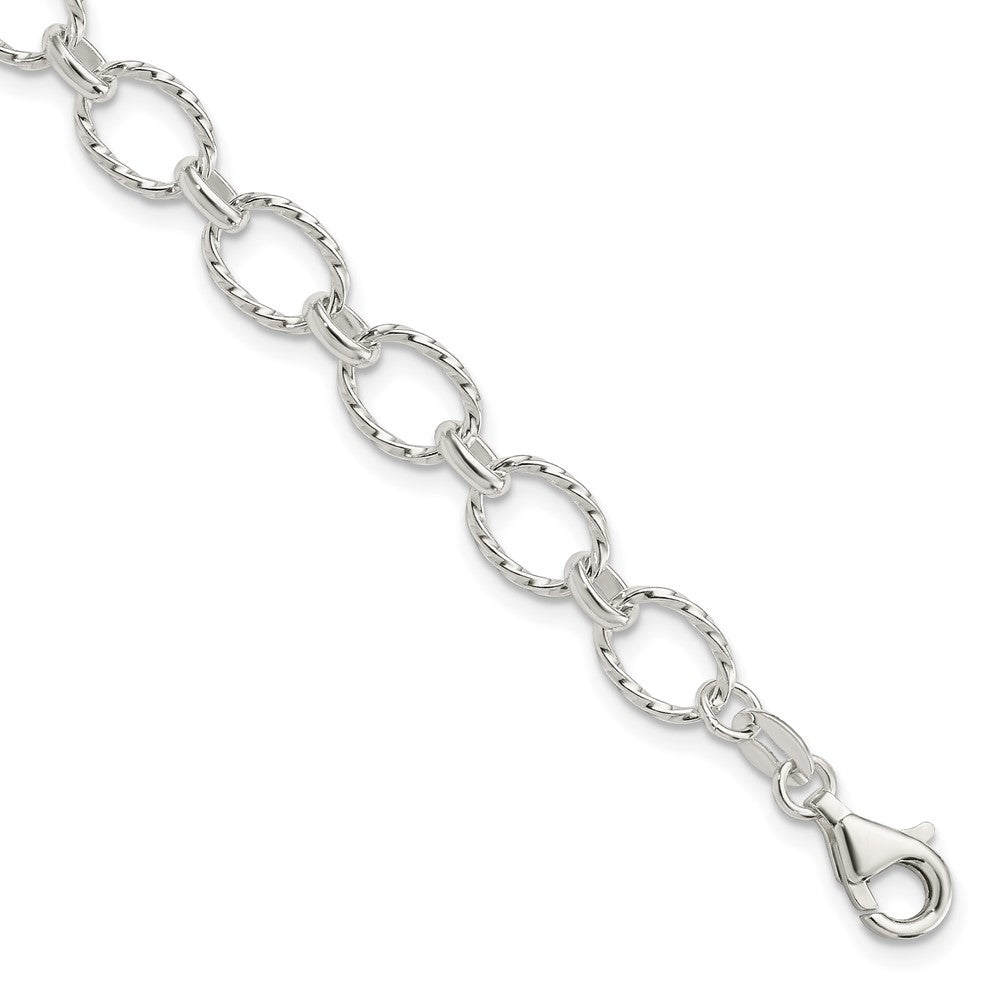 Sterling Silver Fancy Bracelet, 7.5 x 6.5 mm