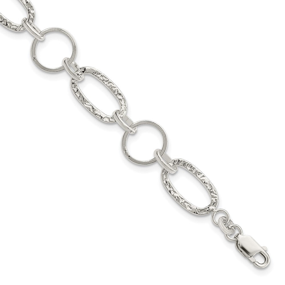 Sterling Silver Circle Bracelet, 7.5 x 10.5 mm