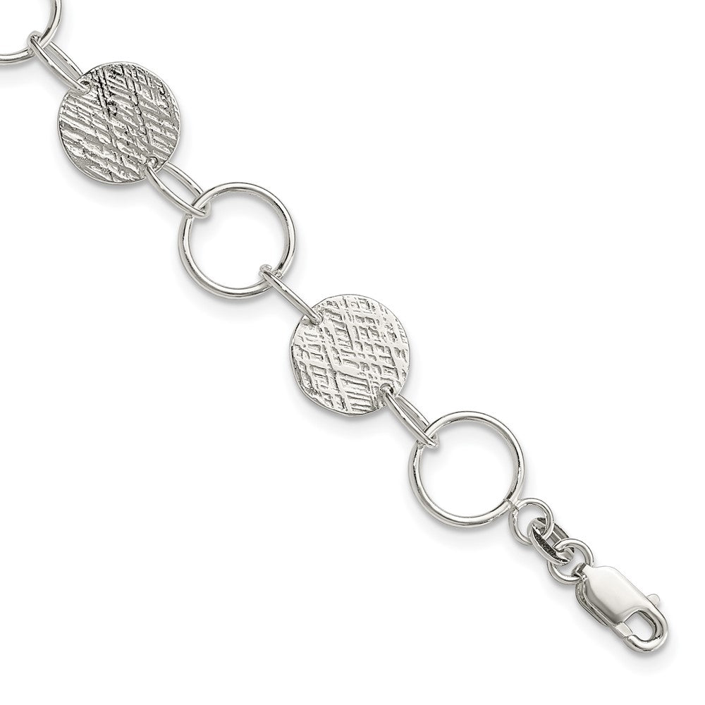 Sterling Silver Fancy Circle Bracelet, 7.5 x 10.5 mm