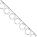 Sterling Silver Dangle Circles Anklet, 10 x 12 mm