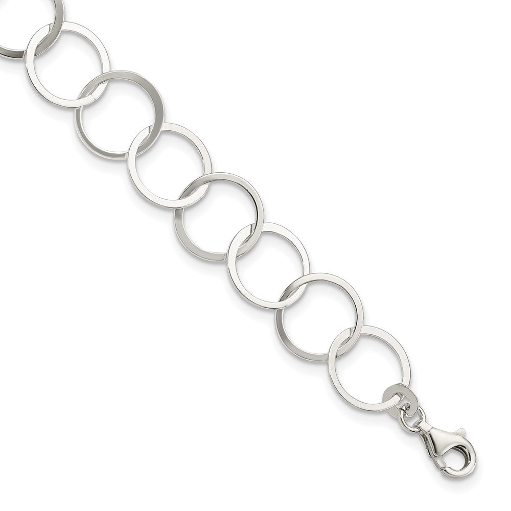 Sterling Silver Circle Bracelet, 7.5 x 11 mm