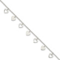 Sterling Silver w/ Hearts Bracelet, 7.5 x 7 mm