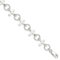 Sterling Silver Cross Bracelet, 7.5 mm