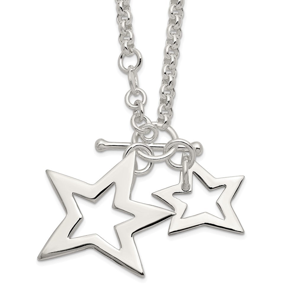 Sterling Silver Fancy Stars Necklace, 16 x 26 mm