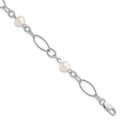 Sterling Silver Rhodium Freshwater Cultured Pearl Bracelet, 7.75 mm