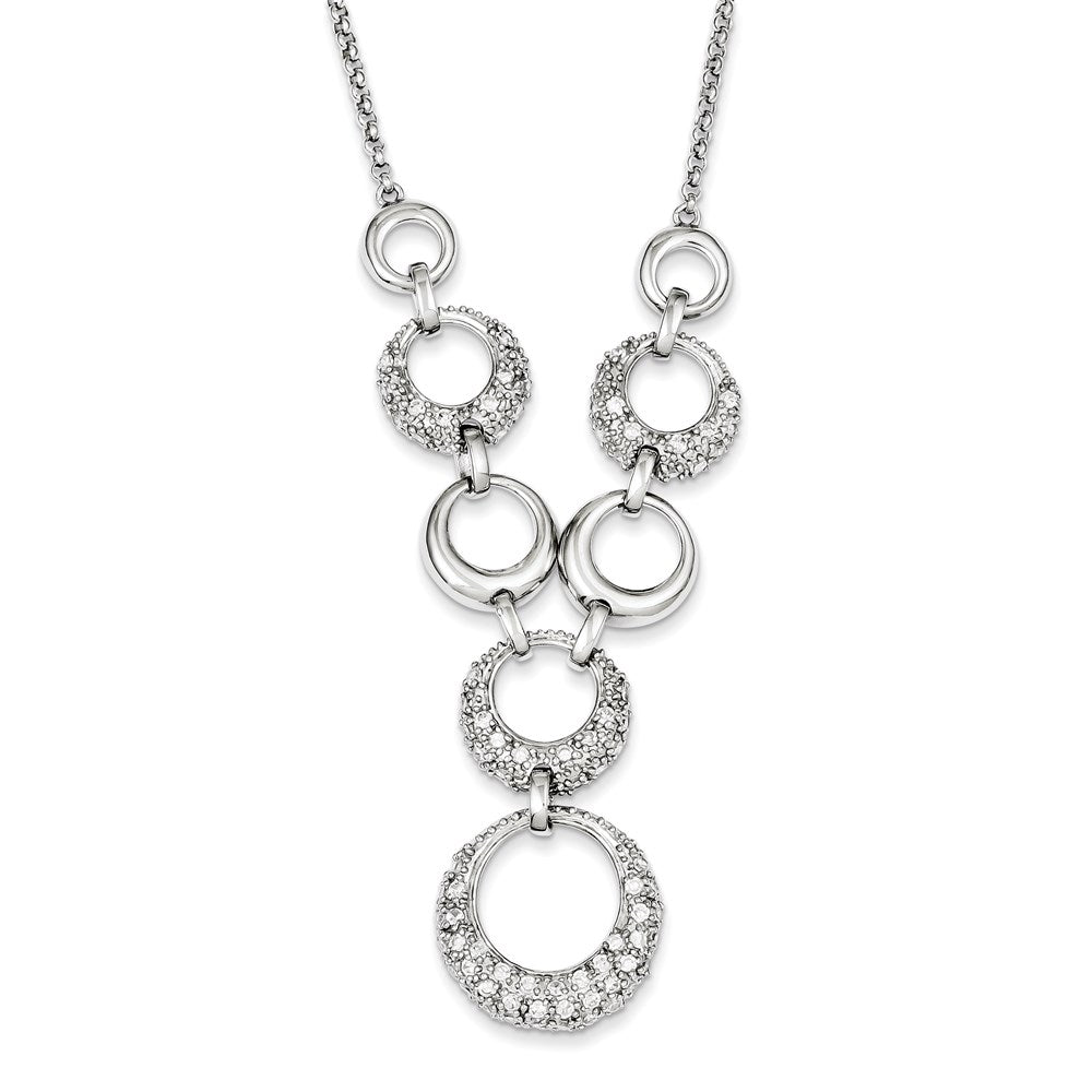 Sterling Silver CZ Circles Necklace, 17 mm