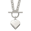 Sterling Silver Engraveable Heart Toggle Necklace, 18 x 19 mm