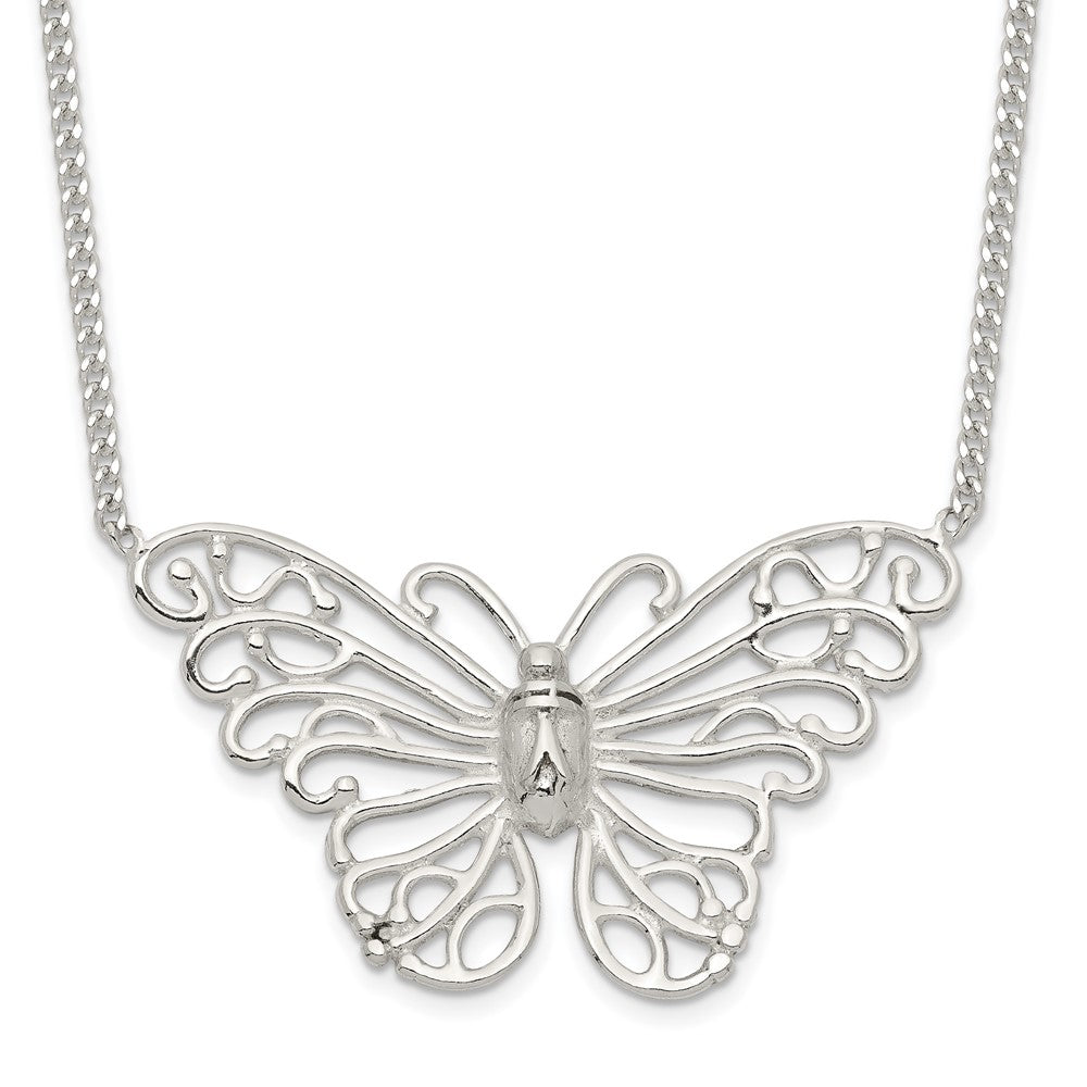 Sterling Silver Butterfly Necklace, 18 x 29 mm