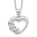 Sterling Silver Rhodium-plated Heart Necklace, 18 x 21 mm