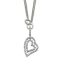Sterling Silver Double Heart CZ Necklace, 16 mm