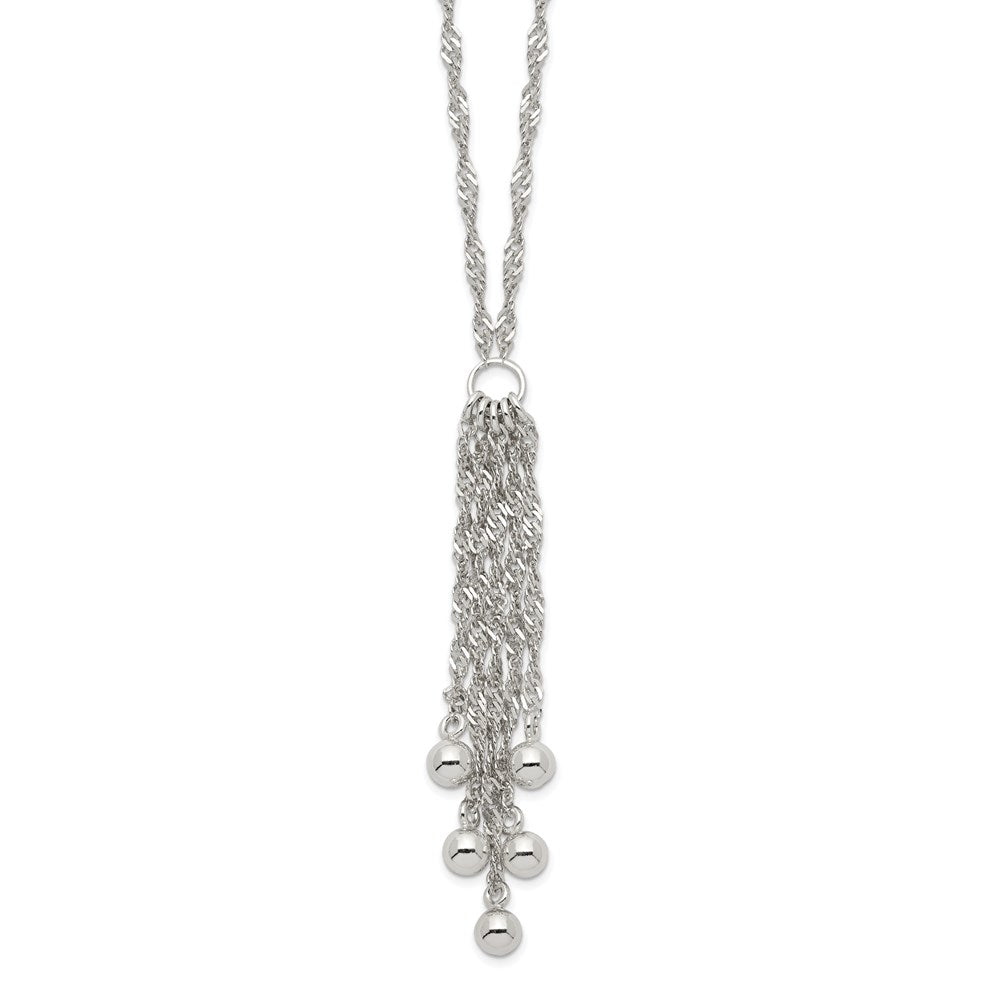Sterling Silver Dangle Bead Necklace, 18 x 19 mm