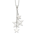 Sterling Silver Rhodium-plated Dangling Stars Necklace, 18 x 32 mm