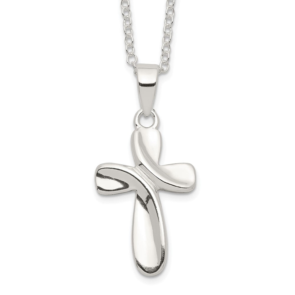 Sterling Silver Rhodium-plated Cross Necklace, 18 mm