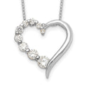 Sterling Silver Rhod-pltd Polished Open Heart CZ Journey 18in Necklace, 18 x 21 mm