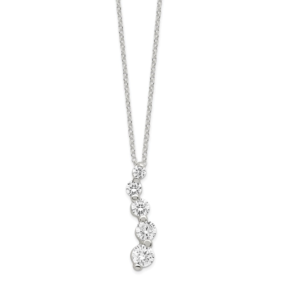 Sterling Silver CZ Journey Necklace, 18 x 5 mm