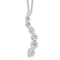 Sterling Silver Rhodium-plated CZ Journey Necklace, 18 x 6 mm, 3.6 g