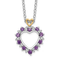Brilliant Gemstones Sterling Silver with 14K Accent Rhodium-plated Amethyst and Diamond 18 Inch Necklace with 2 Inch Extender, 0.505 ct, 20 x 14 mm
