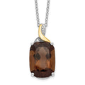 Brilliant Gemstones Sterling Silver with 14K Accent Rhodium-plated Smoky Quartz and Diamond 18 Inch Necklace with 2 Inch Extender, 0.009 ct, 20 x 11 mm