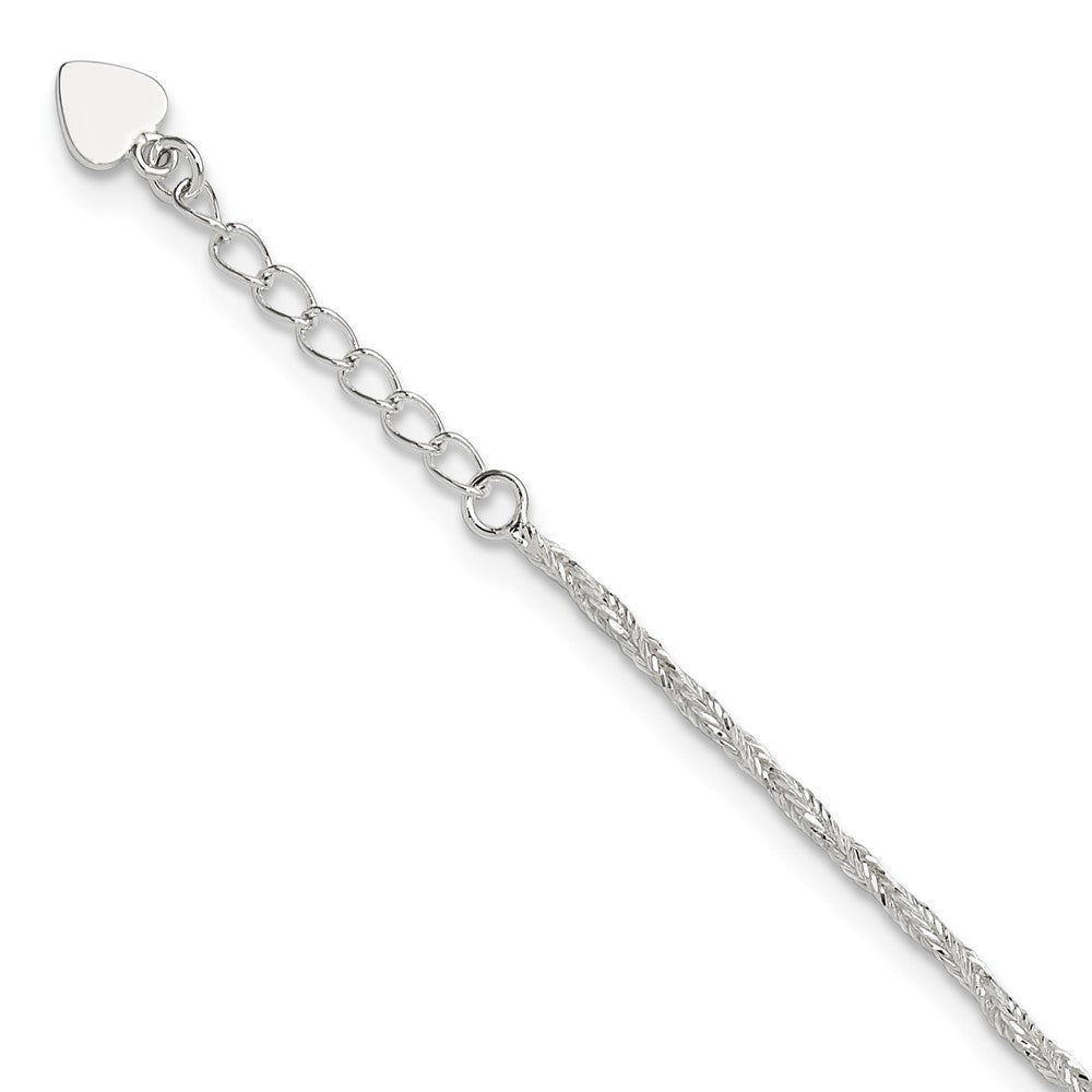 Sterling Silver Fancy Chain 9 inch Plus 1 inch Extender - Total 10 inch Anklet, 10 x 2 mm