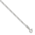 Sterling Silver Figaro Chain 9 inch Plus 1 inch Extender - Total 10 inch Anklet, 10 x 2 mm