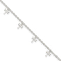 Sterling Silver Dragonfly Charms 9 inch Plus 1 inch Extender - Total 10 inch Anklet, 10 x 2.5 mm
