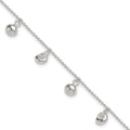 Sterling Silver Sea Shells 8 inch Plus 1 inch Extender - Total 9 inch Anklet, 9 x 2 mm