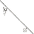 Sterling Silver Heart/Star/Dolphin Charms 9 inch Plus 1 inch Extender - Total 10 inch Anklet, 10 x 2 mm