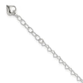Sterling Silver Puffed Heart Dangle 9 inch Plus 1 inch Extender - Total 10 inch Anklet, 10 x 5 mm, 2.48 g