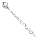Sterling Silver Puffed Heart Dangle 9 inch Plus 1 inch Extender - Total 10 inch Anklet, 10 x 5 mm, 4.03 g