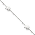 Sterling Silver Elephant 9 inch Plus 2 inch Extender - Total 11 inch Anklet, 11 x 8 mm