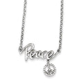 Sterling Silver CZ Peace Necklace, 16 mm