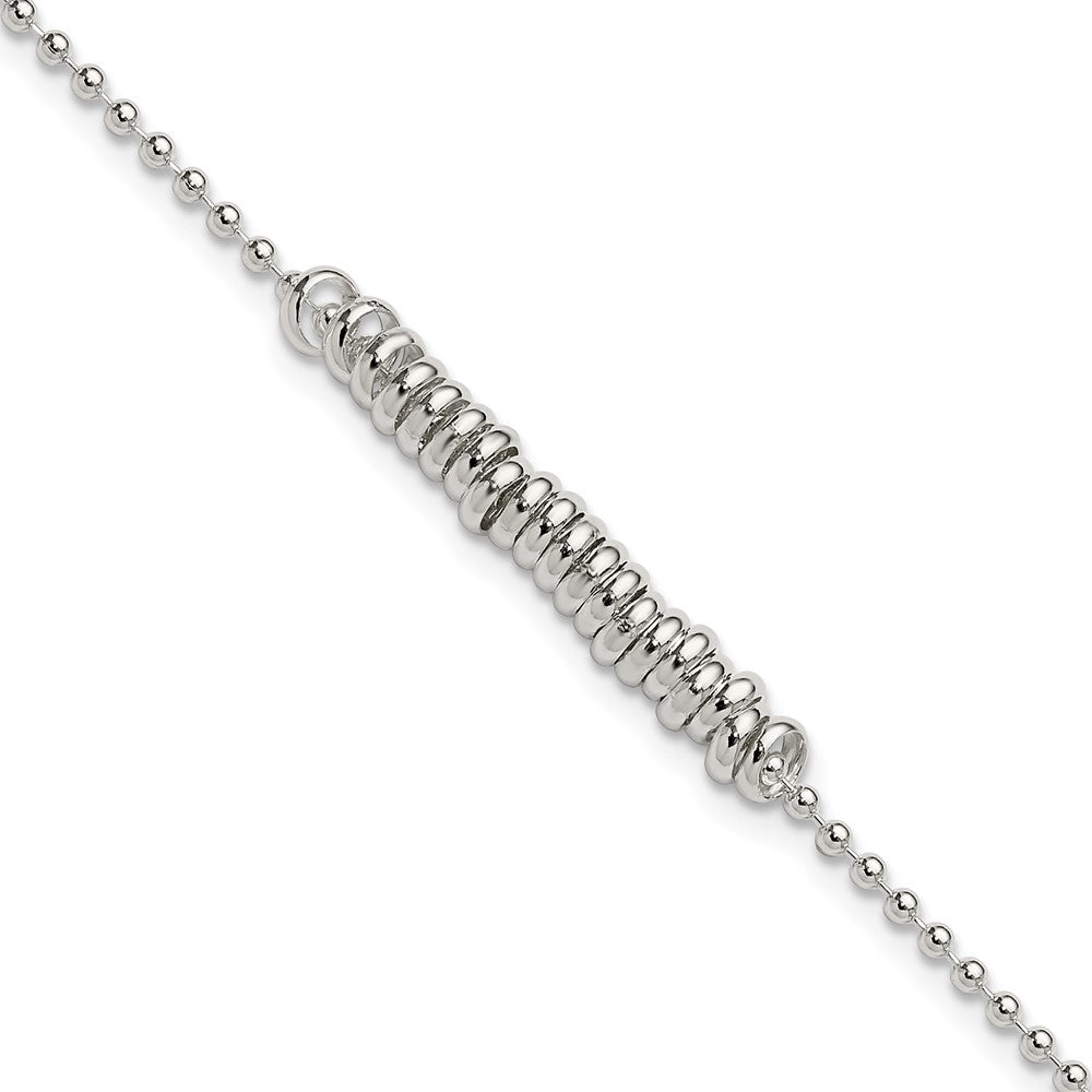 Sterling Silver 9inch Polished Fancy Love Ring Anklet, 9 x 4 mm