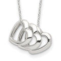 Sterling Silver Polished Fancy 3- Heart Necklace, 18 x 17 mm