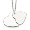 Sterling Silver Polished Double Heart Necklace, 18 x 18 mm
