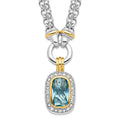 Sterling Silver Flash Gold-plated Clear and Blue CZ 16 inch Necklace, 16 x 17 mm