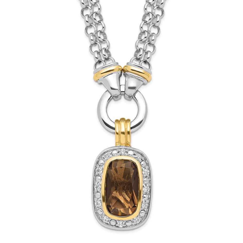 Sterling Silver Flash Gold-plated CZ Necklace, 16 x 17 mm, 31.82 g