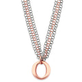 Sterling Silver & Rose Vermeil Multi-Strand w/Circles Necklace, 20 mm
