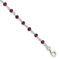 Sterling Silver Dark Red CZ Polished Bracelet, 7.25 x 3 mm