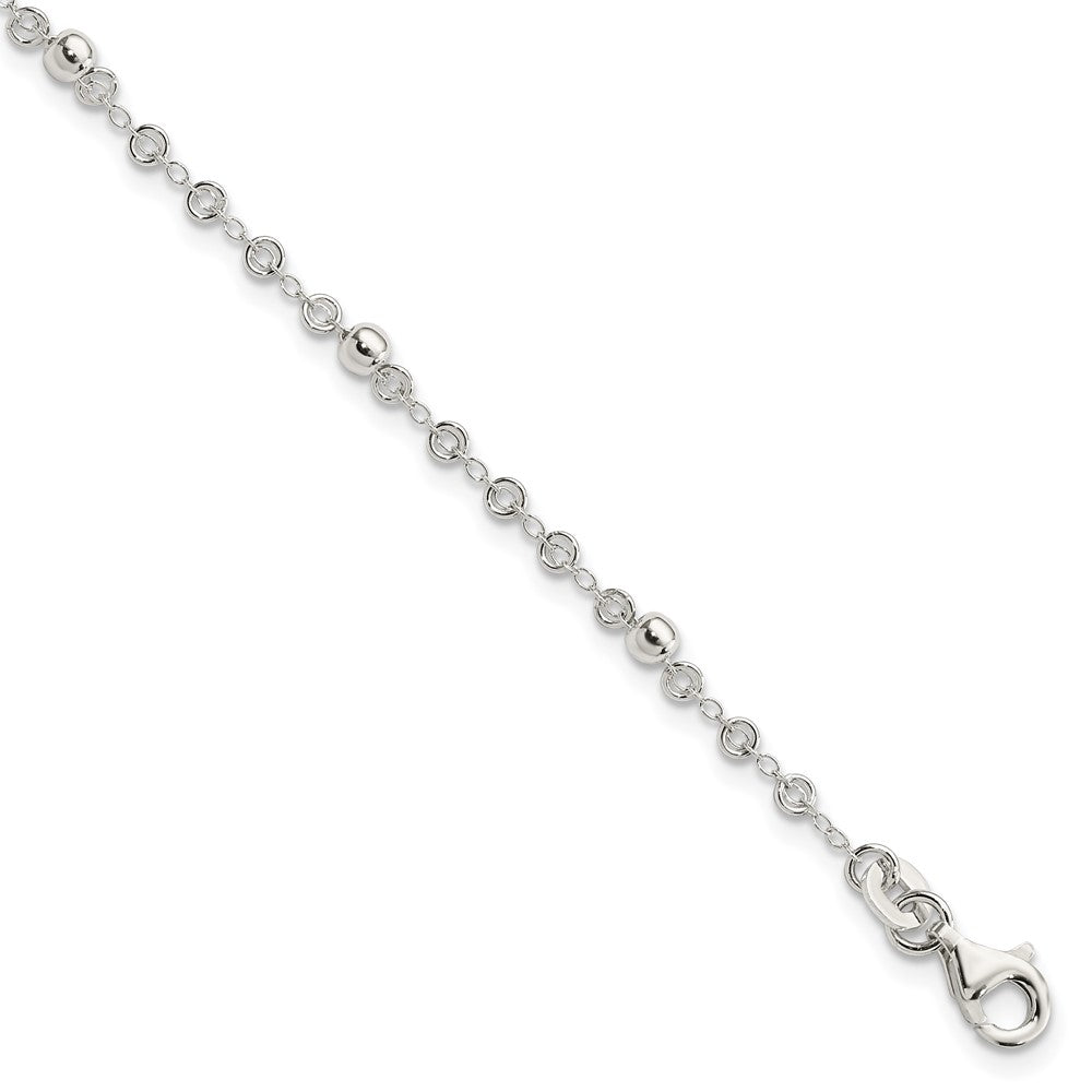 Sterling Silver Polished Fancy Bead Bracelet, 7.5 x 3 mm